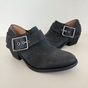 NEW SOFFT Alvie Black Suede Leather Buckled Water Resistant Bootie Size 8.5M